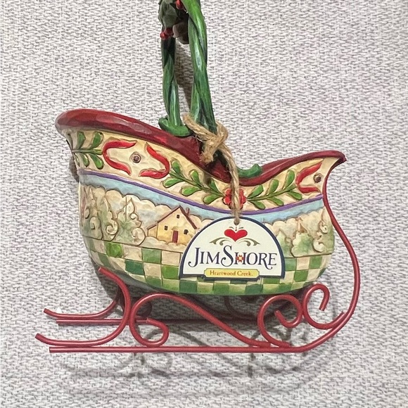 NWT Jim Shore Heartwood Creek "Sleigh Bells Ring" Resin Sleigh with Ornament - Picture 2 of 10